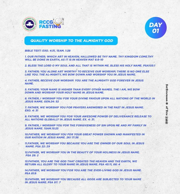 RCCG 50 days fasting and prayers 2022